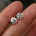 S925 Silver Sunflower Earrings with Moissanite, Simple Bridal Gifts-0-1