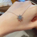 wholesale Metal material, cross-border hot-selling dandelion aquamarine necklace for women, lightweight luxury snowflake blue zircon,-0-0