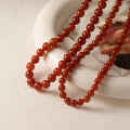 wholesale S925 Sterling Silver Circular Red Agate Necklace Chinese Style Literary Retro Ins Wind Neck Accessory Y01327-0-3