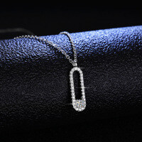 Sterling Silver Moissanite Brooch Pendant Necklace for Women-Set with 10-point moissanite  925 silver