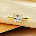Metal Square Four-Claw Solitaire Ring Geometric Minimalist Design-0-1