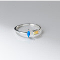 wholesale S925 Sterling Silver Vintage Teardrop Blue Diamond Synthetic Opal Openwork Design Ring for Women R01809-0-4