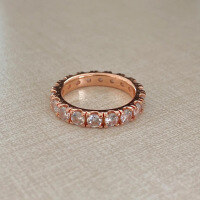 wholesale S925 Silver New Full Pave Diamond 40mm Round Row Ring,ins Cross-Border Hot Seller, Versatile for Daily Wear-R1209 Rose Gold Ring No. 5