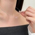 wholesale S925 Sterling Silver Dainty and Elegant Love Zircon Necklace, Minimalist Design with a Sophisticated Collarbone Chain-0-1