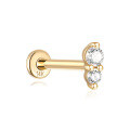 wholesale 14K Gold Flat Back Helix Ear Stud with Diamond Moon Flower-0-20
