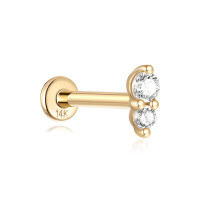 wholesale 14K Gold Flat Back Helix Ear Stud with Diamond Moon Flower-#19