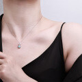 Metal Cross-Border Live-Streaming Best-Seller Pendant Necklace, Blue Firework Cut, Minimalist Luxury Collarbone Chain-0-2