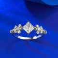 wholesale S925 silver new 1-carat princess-cut white ring for women, fashionable and versatile for daily wear-0-2