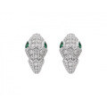 wholesale 925 Silver Gold-Plated Snake Stud Earrings with High-Carbon Diamond, Muzo Green Waterdrop Shape, High-End Jewelry for Women-0-4