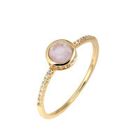 wholesale [Gold-Plated Sterling Silver] Japanese Light Luxury Jewelry, Versatile Rose Quartz Ring for Women, Manufacturer Supply, Wholesale-Rose Quartz Women's Ring Size 12