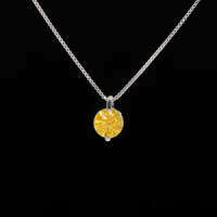 S925 Sterling Silver Moissanite Necklace, Minimalist Style, Ready Stock-S925 sterling silver + 1-carat yellow moissanite