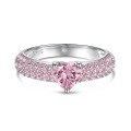 wholesale S925 Sterling Silver French New Arrival Ring for Women, Sweet and Elegant Pink Heart Geometric Zircon Design-0-10