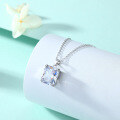 wholesale S925 Sterling Silver Rectangular Zircon Square Diamond Crystal Zodiac Necklace for Women, High-end Niche Collarbone Chain Wholesale-0-1