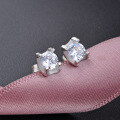 wholesale S925 Silver Fashionable Light Luxury Four-Prong Diamond-Studded Earrings for Women, Elegant Zircon Earrings, Factory Wholesale and Dropshipping-0-1