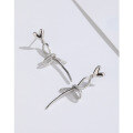 wholesale 925 Sterling Silver Love Heart Bow Earrings for Women, Small and Unique Design New Long Drop Ear Studs, Elegant and High-End Jewelry Accessories-0-2