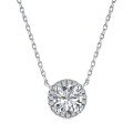 wholesale S925 Sterling Silver Cross-Border One-Carat Round Bezel-Set Simulated Diamond Ocean Star Pendant Necklace Women's Collarbone Chain-0-4
