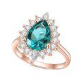 wholesale Rose Gold S925 Silver Inlaid Emerald Nano Ring, Luxurious High-End 8*12mm Colored Gemstone Ring-0-0