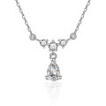 925 Silver Moissanite Collarbone Necklace with Tassel Pendant-0-3