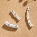 wholesale 999 Sterling Silver Bamboo Joint Curved Tube Accessories Large Hole Bracelet Pure Silver Coin Bracelet DIY Woven Bracelet Spacer Beads-0-1