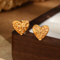 wholesale S925 Silver Textured Heart Earrings, Artistic Vintage Luxury Design Valentine's Day Gift-0-1