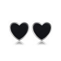 wholesale 925 Sterling Silver Black Onyx Inlaid Heart-shaped Earring and Necklace Set with an Ins Luxe Advanced Feel-0-7