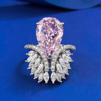 wholesale S925 Silver New Style High Carbon Diamond 10*15 Pink Diamond Ring Luxury European and American Style for AliExpress Cross-Border-R1100 Pink Diamond No. 7