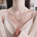 wholesale S925 Sterling Silver European and American Cross-Border Brushed Satin Diamond-Cut Small Square Necklace Geometric Versatile Choker-0-0