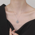 wholesale S925 Sterling Silver Cross-Border Fashionable Round Micro-Paved Moissanite High-End Pendant Necklace Small Batch Wholesale Jewelry-0-3