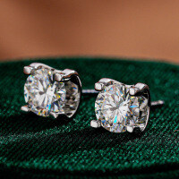 S925 Silver Moissanite Bull Head Stud Earrings for Women-50 points (simulated diamond)  925 silver
