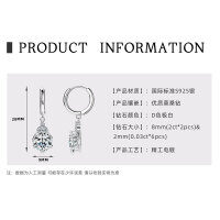 S925 Sterling Silver 3-Carat D Color Moissanite Luxury Halo Stud Earrings-2-carat crown earrings [white gold]  925 silver