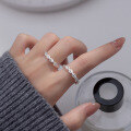 wholesale S925 sterling silver stylish braided twist ring, ins-style exquisite unisex index finger ring R00832-0-1