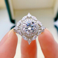 wholesale Metal material first: MuJing Jewelry newmicro-paved precision craftsmanship simulated diamond ring imported high-carbon diamond Wish cross-border hot sale-White No. 6