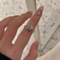 wholesale S925 Sterling Silver White Gold Light Luxury Niche Design Irregular Streamlined Teardrop Moissanite High Carbon Diamond Ring-0-1
