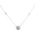 wholesale S925 Sterling Silver Moissanite Necklace for Women, Round Bezel Micro-Set Fashion Pendant, High-End Sense of Luxury and Versatility-0-4