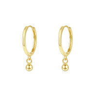 wholesale S925 Sterling Silver Minimalist Small Ball Earrings For Women, Fashionable And Elegant Ear Clasps-E4527-Gold 10mm 925 Silver