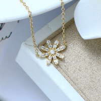wholesale S925 Silver Simple Daisy Necklace Choker and Versatile Earring Set for Women, Dunli Summer Sale Wholesale-Daisy Necklace 925 Silver