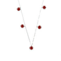 wholesale Metal: S925 Sterling Silver Cross-Border Classic Six-Prong Moissanite Necklace for Women, Daily Korean Minimalist Design Personalized Collarbone Chain Wholesale-2.5 carat (red moissanite) necklace 925 silver