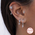 wholesale S925 Sterling Silver Geometric Diamond Inlaid Body Thread Ear StudsIns-0-2