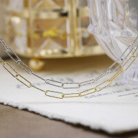 wholesale S925 silver gold-plated chain necklace with a stylish and versatile layered design, featuring a sparkling look for women-Platinum 925 silver