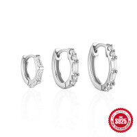 wholesale 925 Sterling Silver Classic Diamond-Studded Hoop Earring Set, Popular in Europe and America, INS Minimalist Style, Versatile for Daily Wear-3 pieces in a set of gold