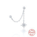 wholesale S925 Sterling Silver Double-Wear Chain-Link Drop Earrings with Eight-Pointed Star Pendant, Trendy INS Style-0-6