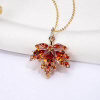 wholesale 18K Rose Gold Maple Leaf Pendant European and American Fashion Direct Factory Sales Cross-Border Hot Style Available for Dropshipping-Rose gold 18K (without chain)