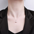 S925 Silver Pendant Necklace with Natural Chalcedony Fan Design-0-1