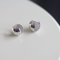 wholesale Silver design-inspired minimalist earrings for women, elegant hoops, unique bean-shaped earrings-White>925 silver