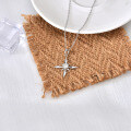 S925 Sterling Silver Moissanite Four-Pointed Star Necklace, Factory Direct-0-2