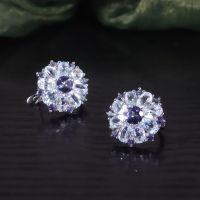 wholesale S925 Sterling Silver Sweet Floral Gemstone Earrings New Exquisite Craftsmanship Inlaid with Natural Topaz Ear Studs Ins Style-Natural Topaz + Colored Crystal Earrings