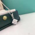 wholesale 925 Sterling Silver Moissanite Necklace for Women, Luxury Personality Square Diamond Advanced Sense Pendant Plated with 18k White Gold, Drop Shipping-0-1