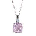 wholesale S925 silver jewelry new 10*10 pink diamond radiant cut small design luxury style necklace-0-4