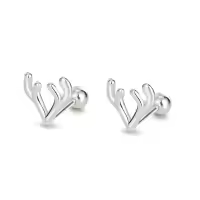 wholesale 925 Silver Chinese Style Earring Series For Women Screw-back Ear Cartilage Studs In Pure Silver Wholesale-Single antler Silver