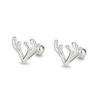 wholesale 925 Silver Chinese Style Earring Series For Women, Screw-back Ear Cartilage Studs In Pure Silver Wholesale-Single antler Silver